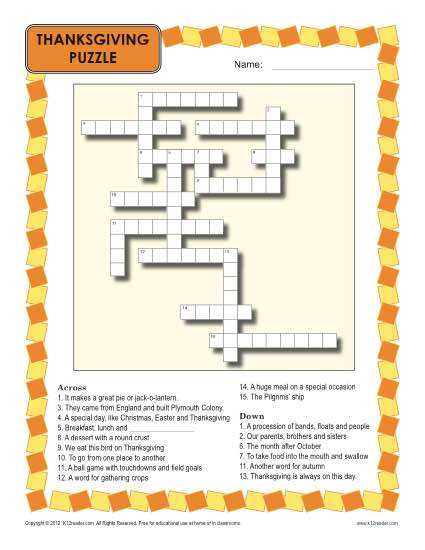 free thanksgiving crossword puzzles printable free thanksgiving crossword puzzles printable
