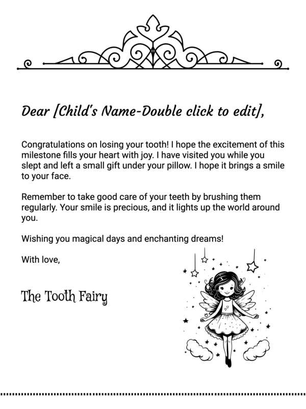 free tooth fairy letter printable