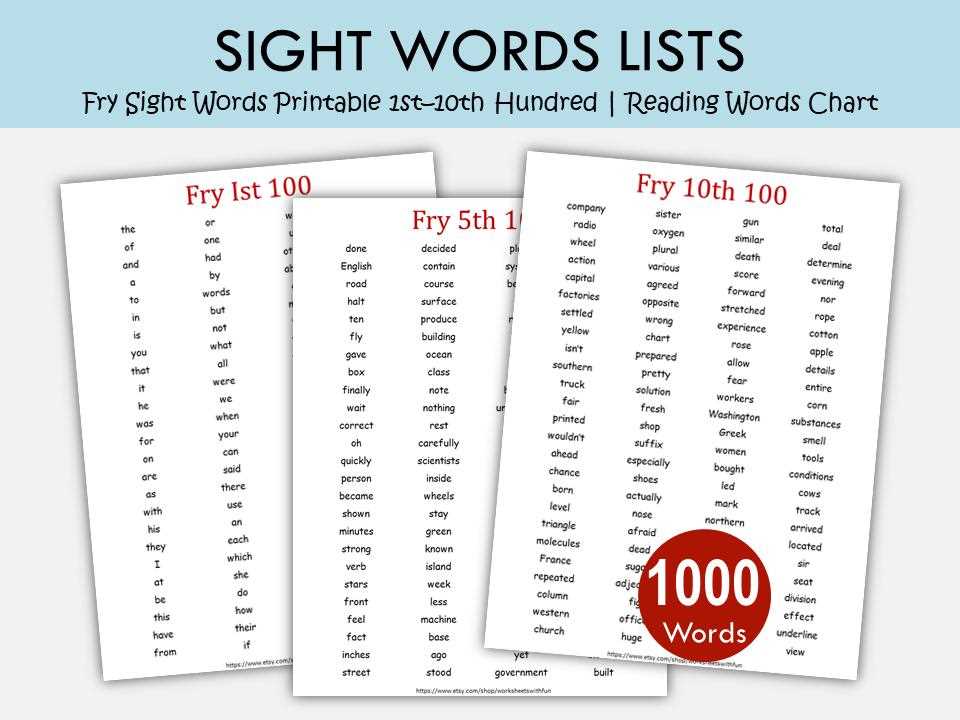 fry sight word list printable fry sight word list printable