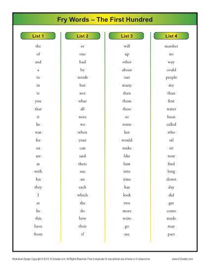 fry sight word list printable fry sight word list printable