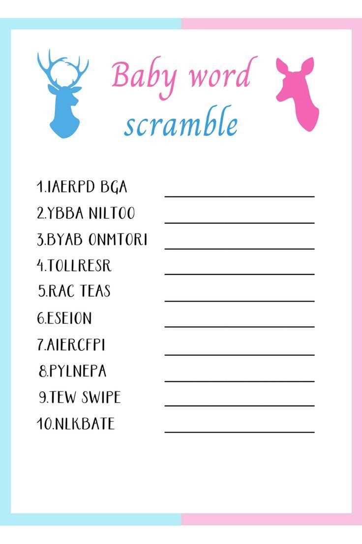 gender reveal games printable free
