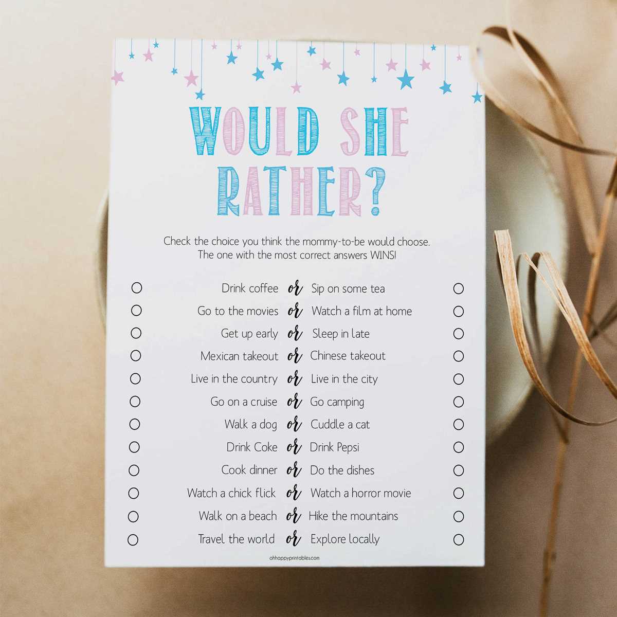 gender reveal games printable free