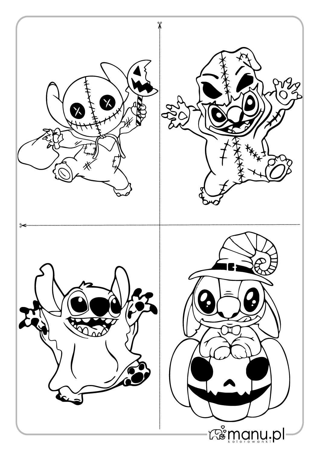halloween stitch coloring pages printable