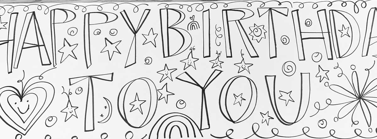 happy birthday printable banner black and white
