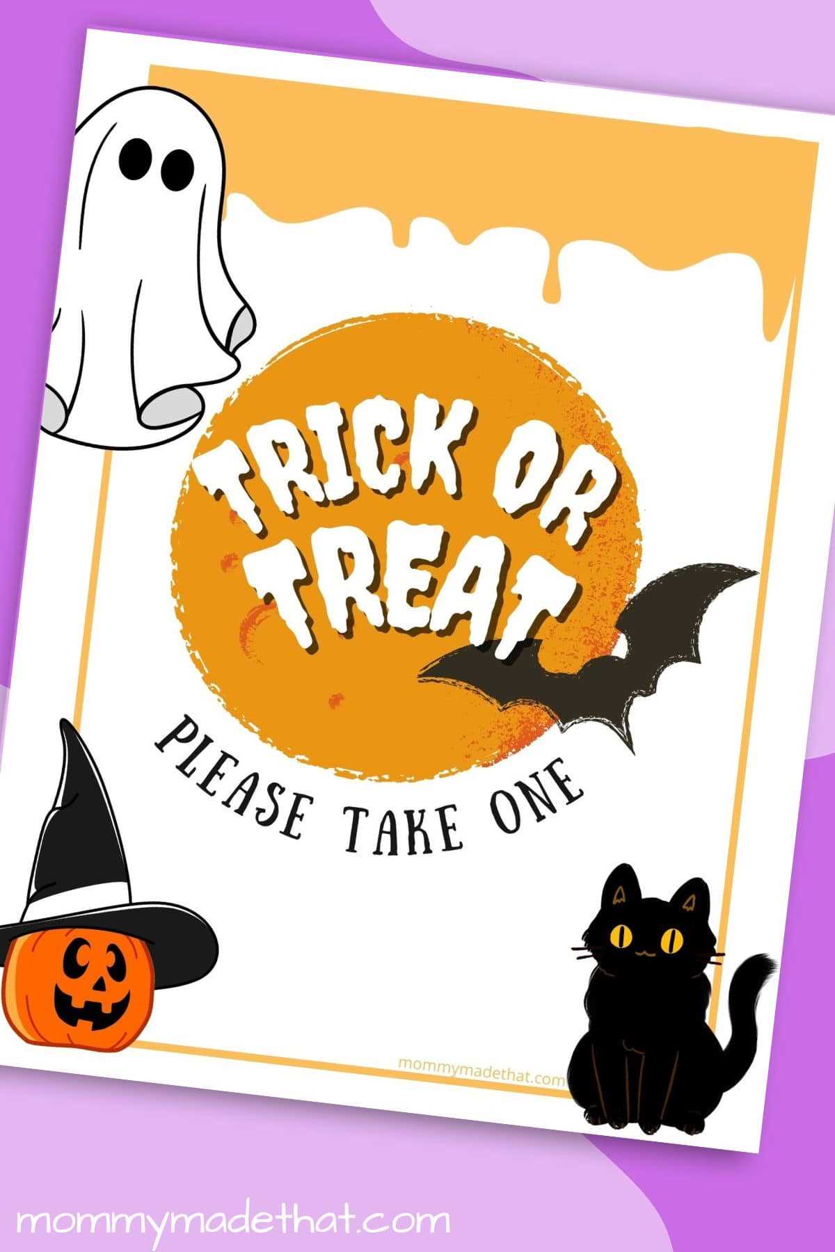 happy halloween take one sign printable happy halloween take one sign printable