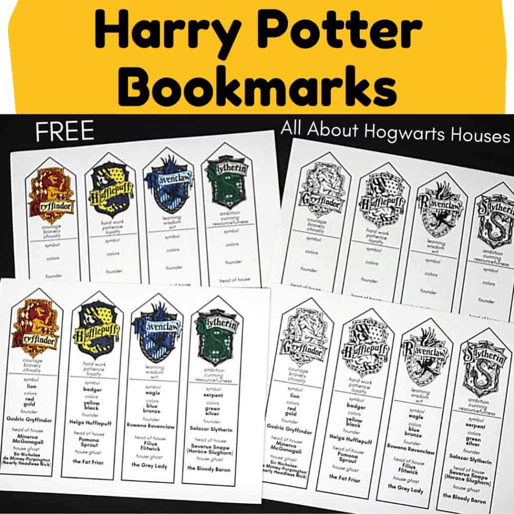 harry potter printable bookmarks