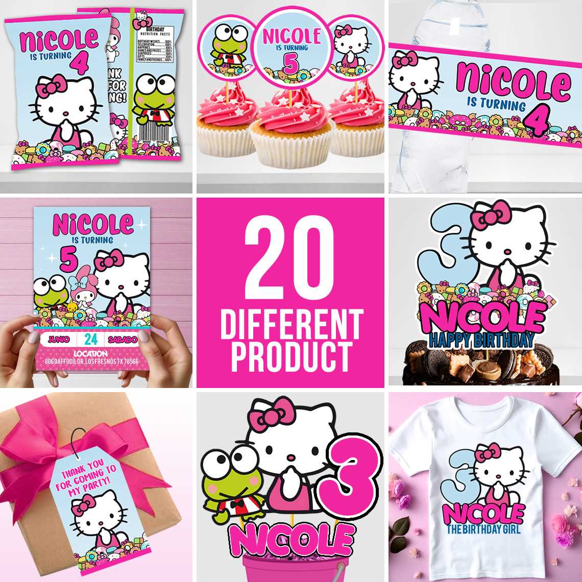 hello kitty cake topper printables