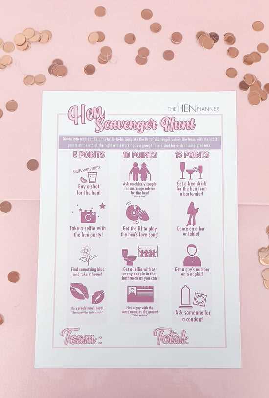 hen party scavenger hunt printable