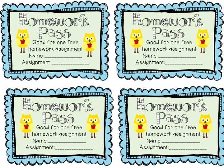 homework passes free printable