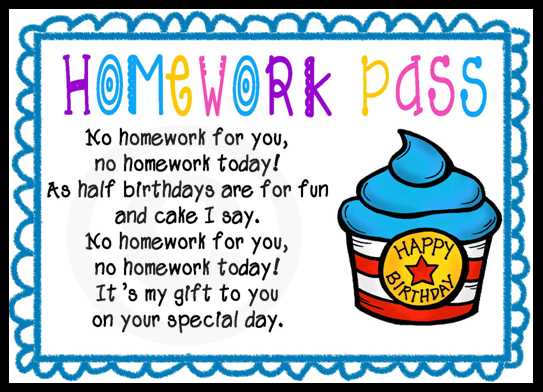 homework passes free printable