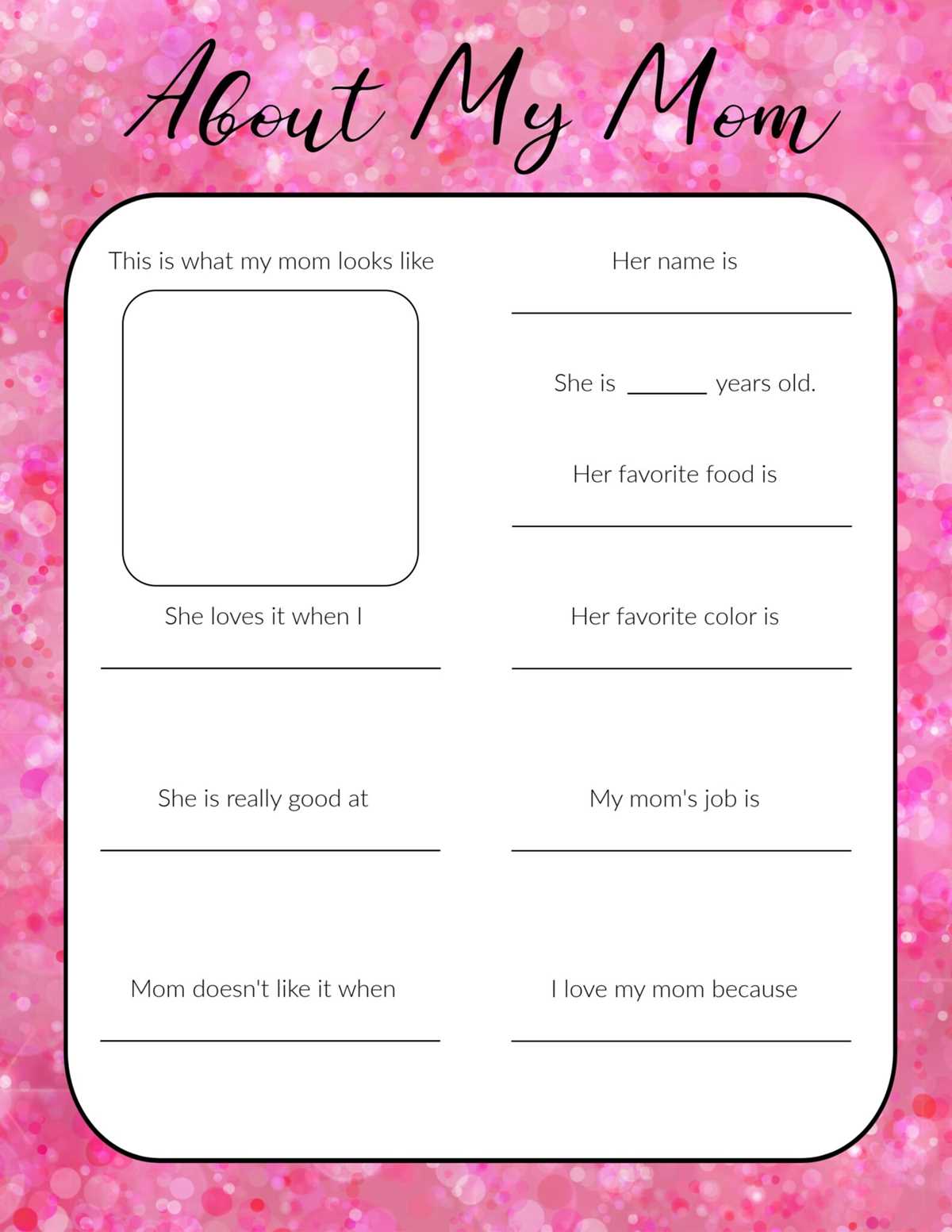 i love my mom because printable