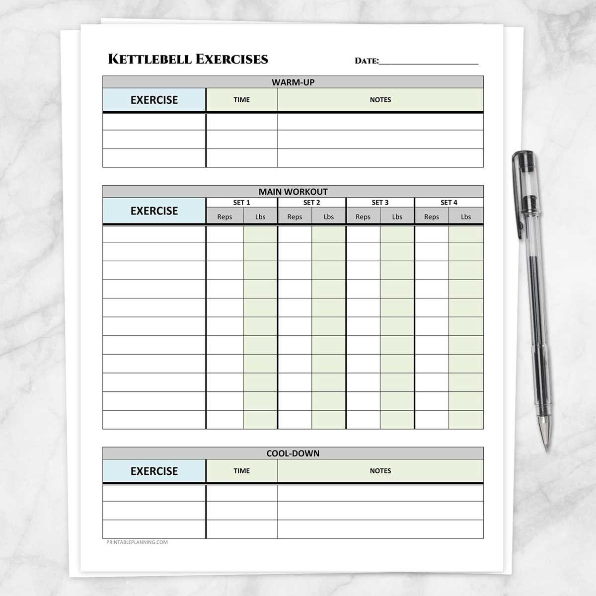 kettlebell printable workouts