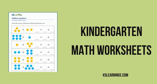 kindergarten math worksheets   printable