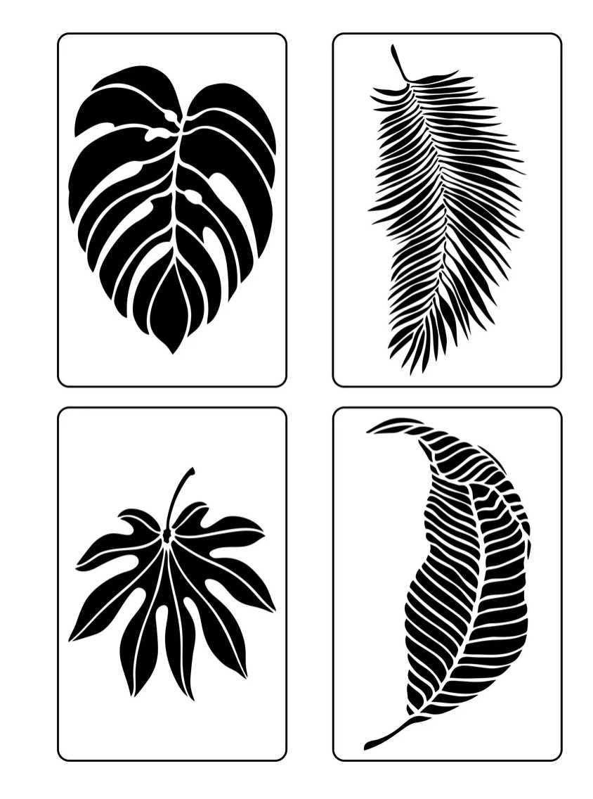leaves stencil printable