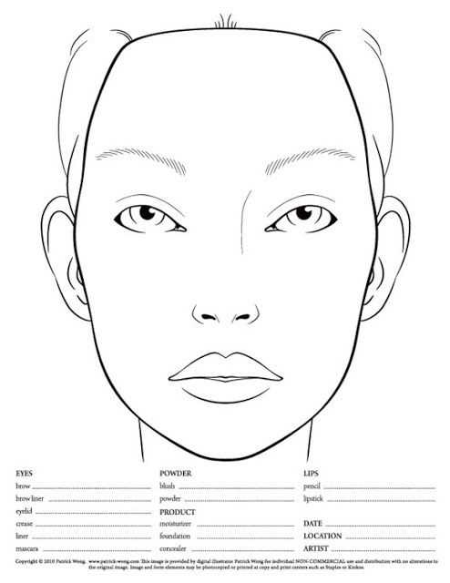 makeup face charts printable