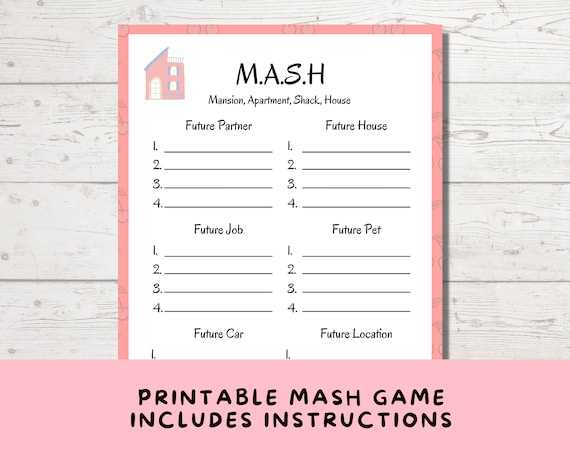 mash game printable