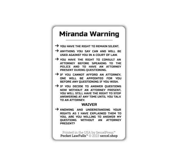 miranda warning card printable