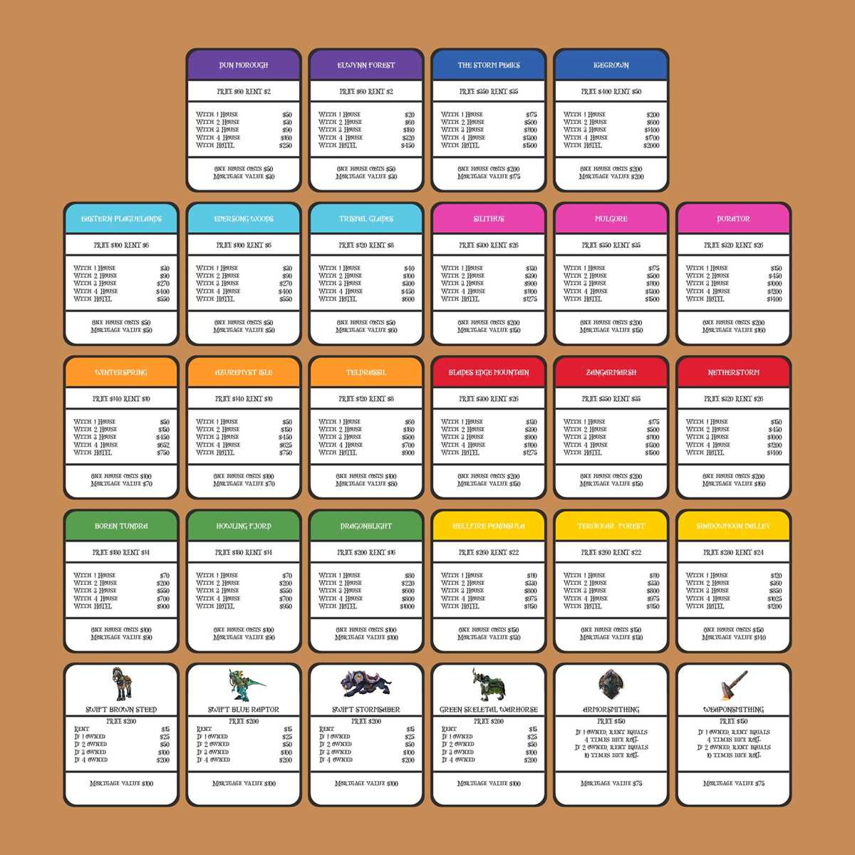monopoly property cards printable