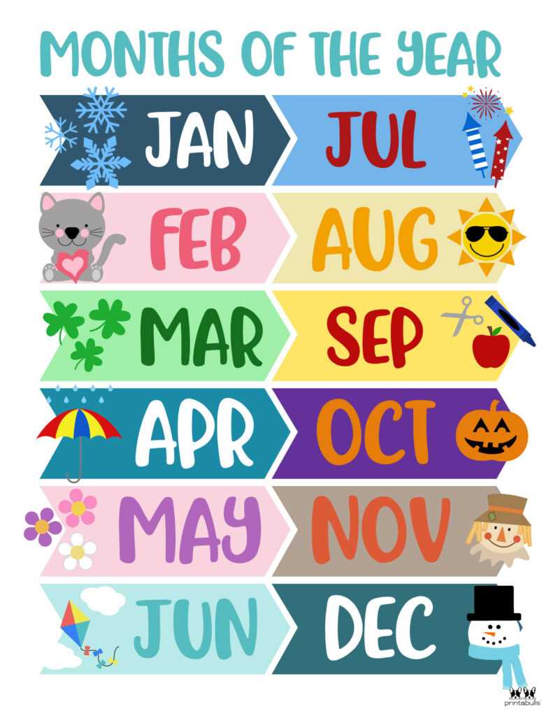 month of the year printable month of the year printable