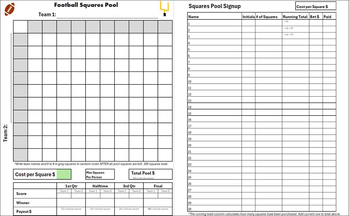 nfl squares printable