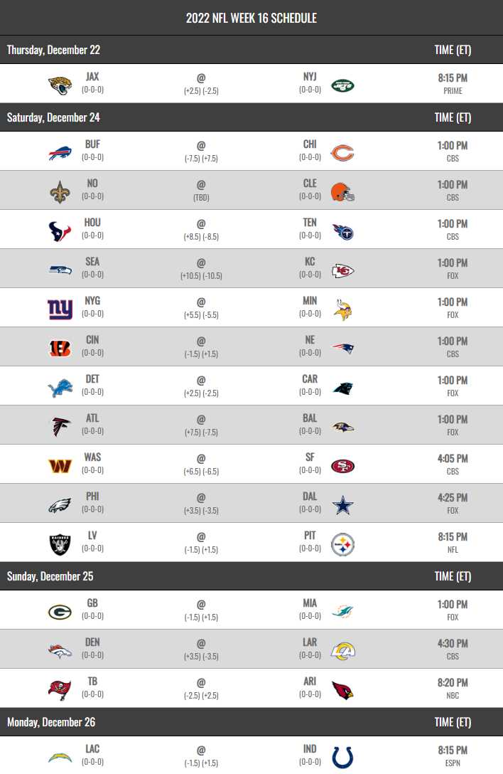 nfl week 16 printable schedule