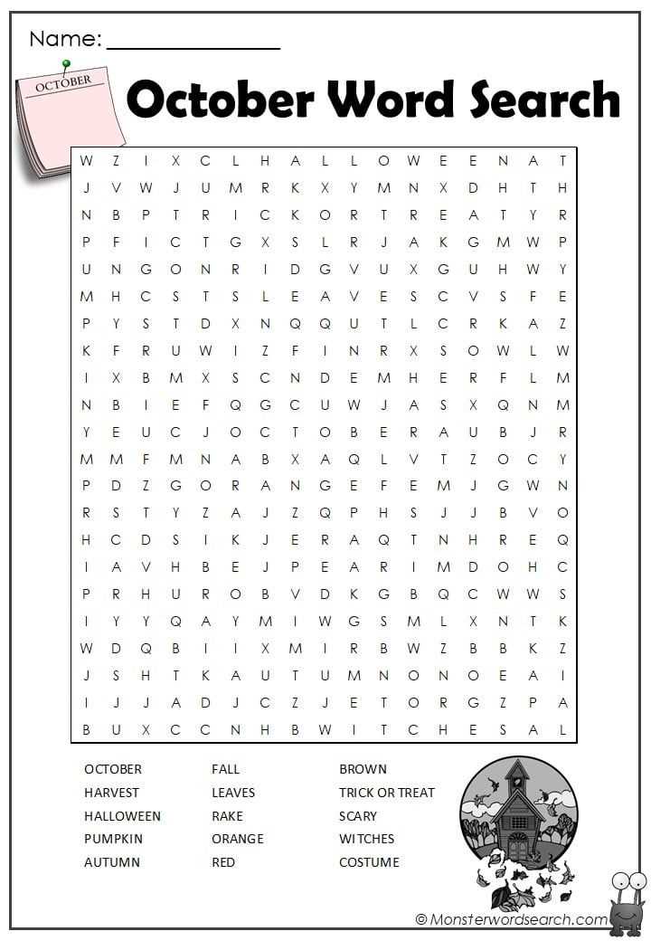 october word search printable