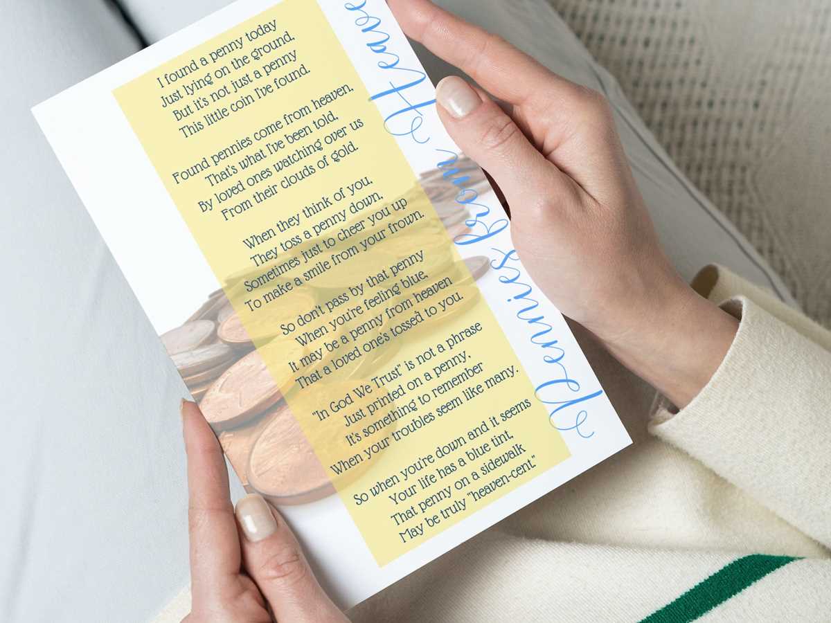 pennies from heaven poem printable pennies from heaven poem printable