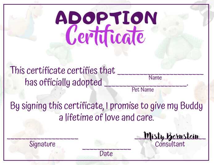 pet adoption certificate free printable