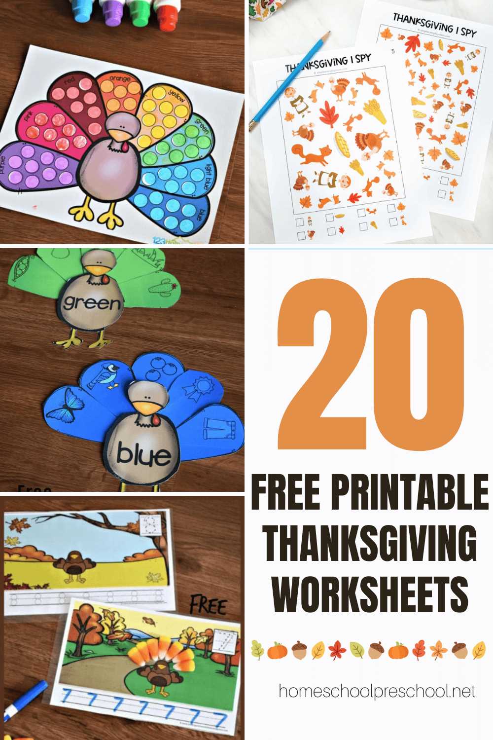 preschool printables thanksgiving