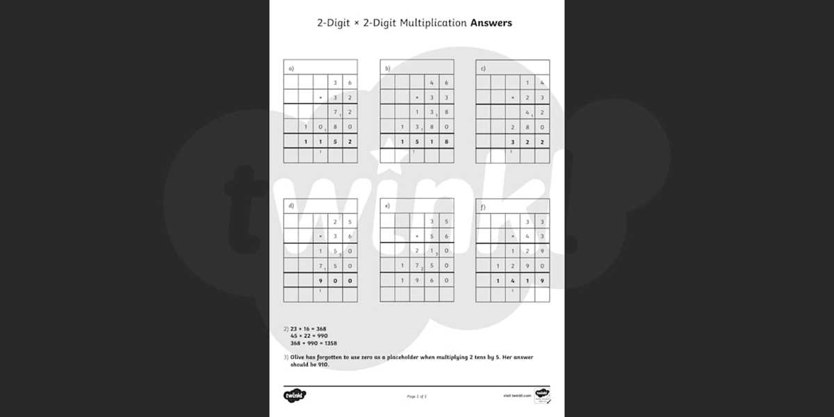 printable 2 digit multiplication worksheets
