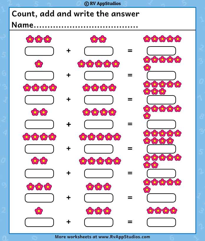 printable addition worksheets kindergarten