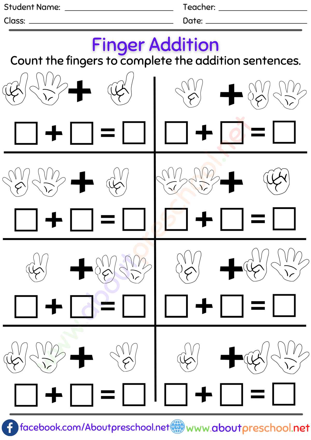 printable addition worksheets kindergarten