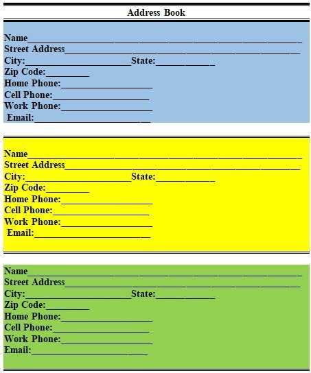 printable address book