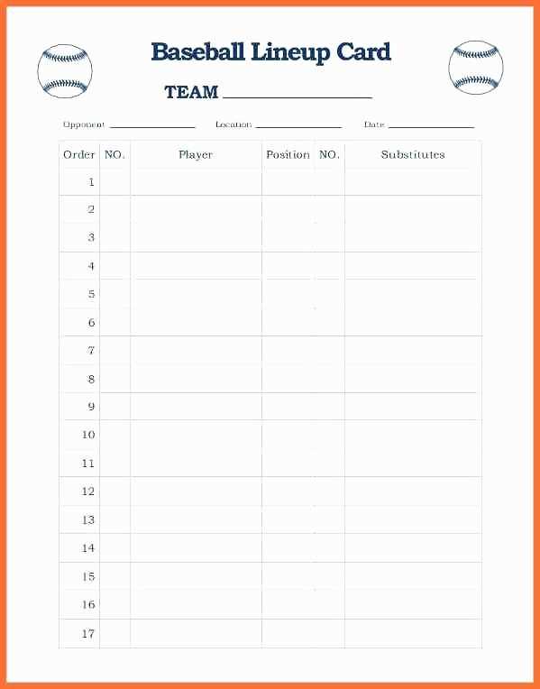 printable baseball batting lineup cards
