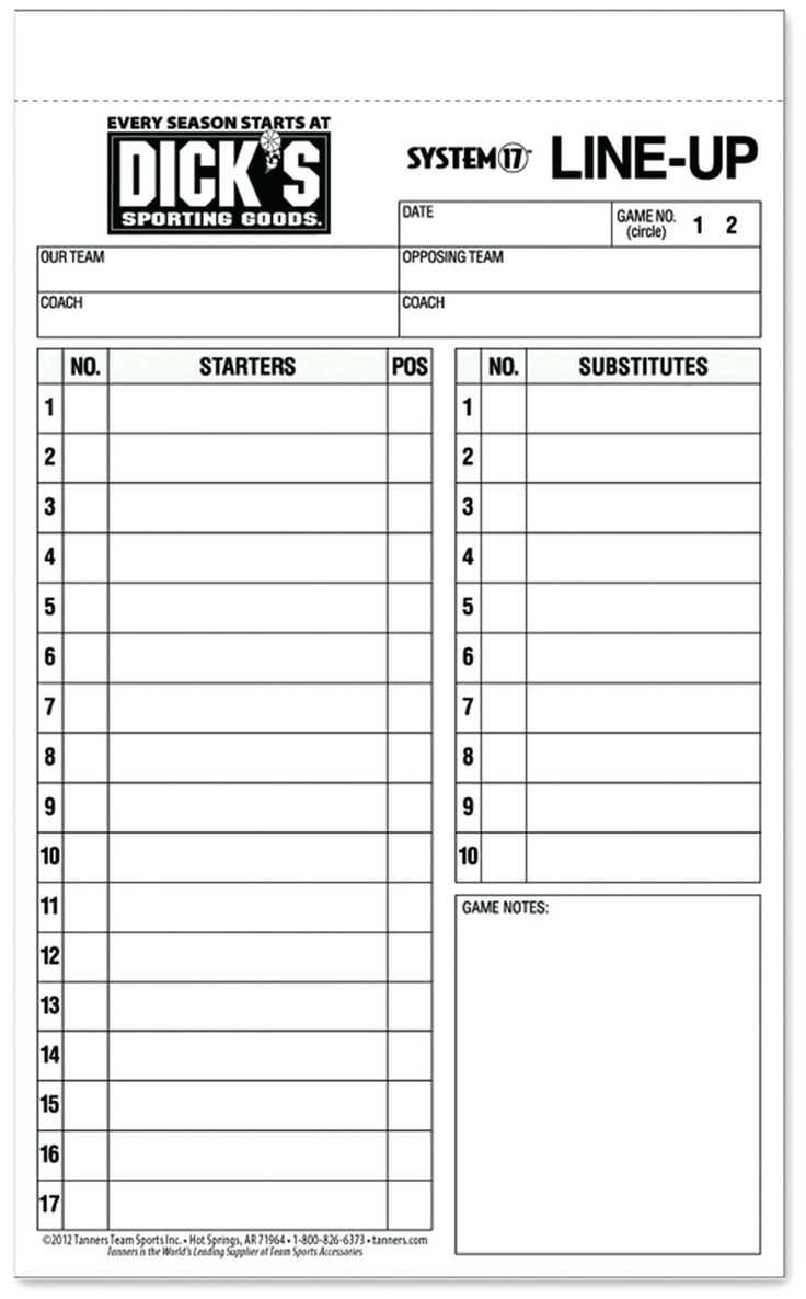 printable baseball lineup card