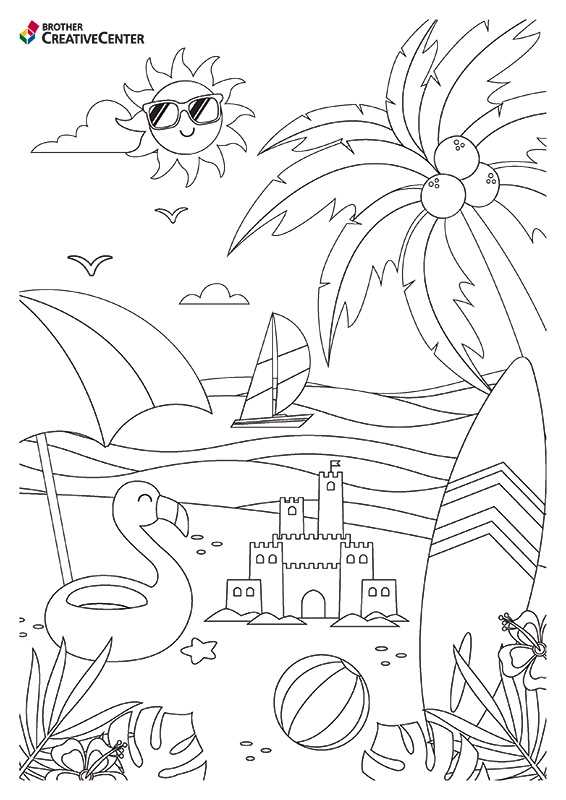 printable beach coloring page