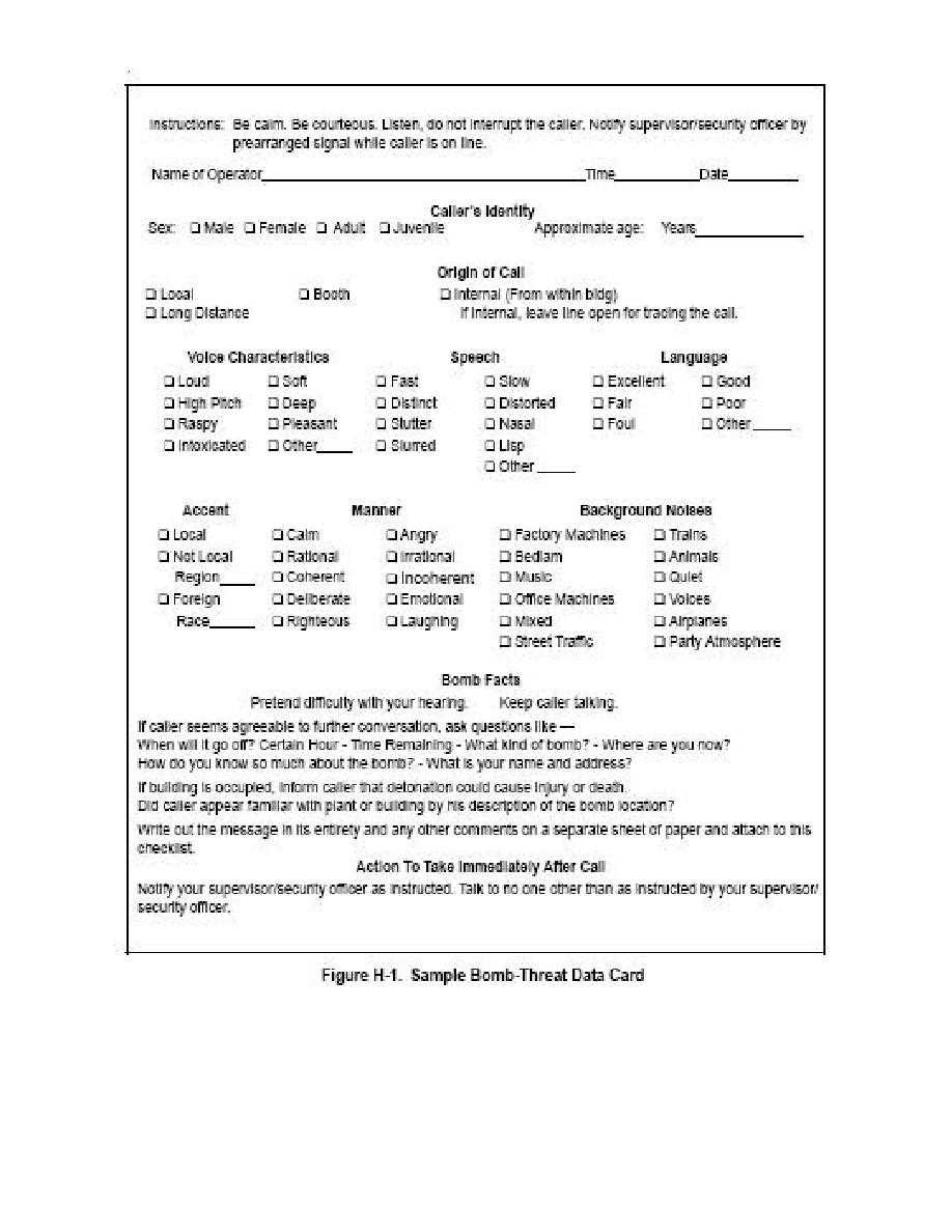 printable bomb threat checklist template