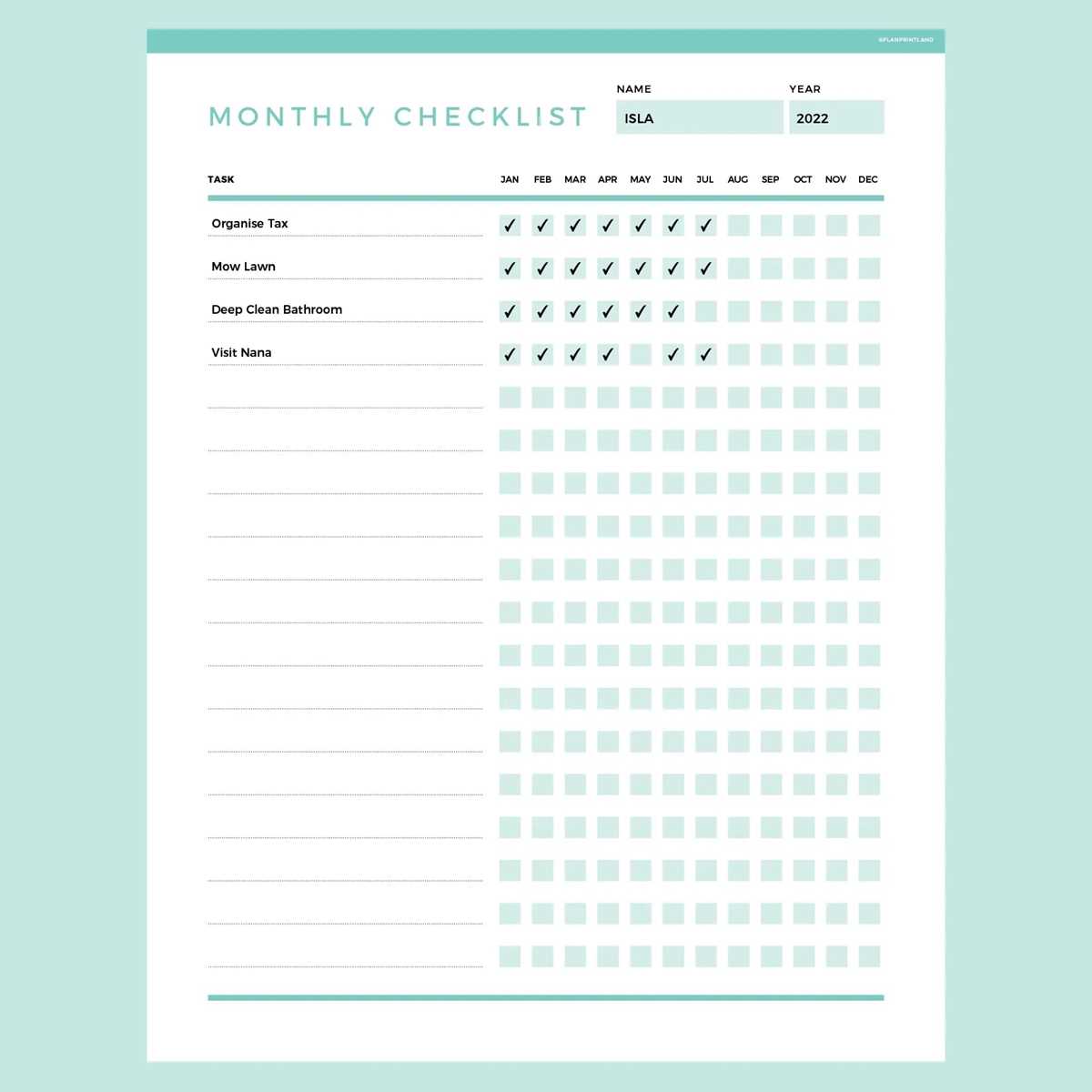 printable check list