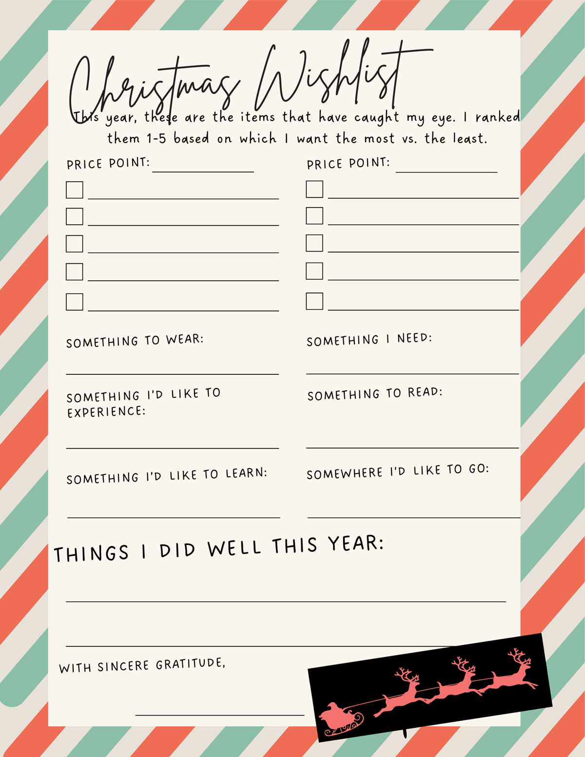 printable christmas wish list