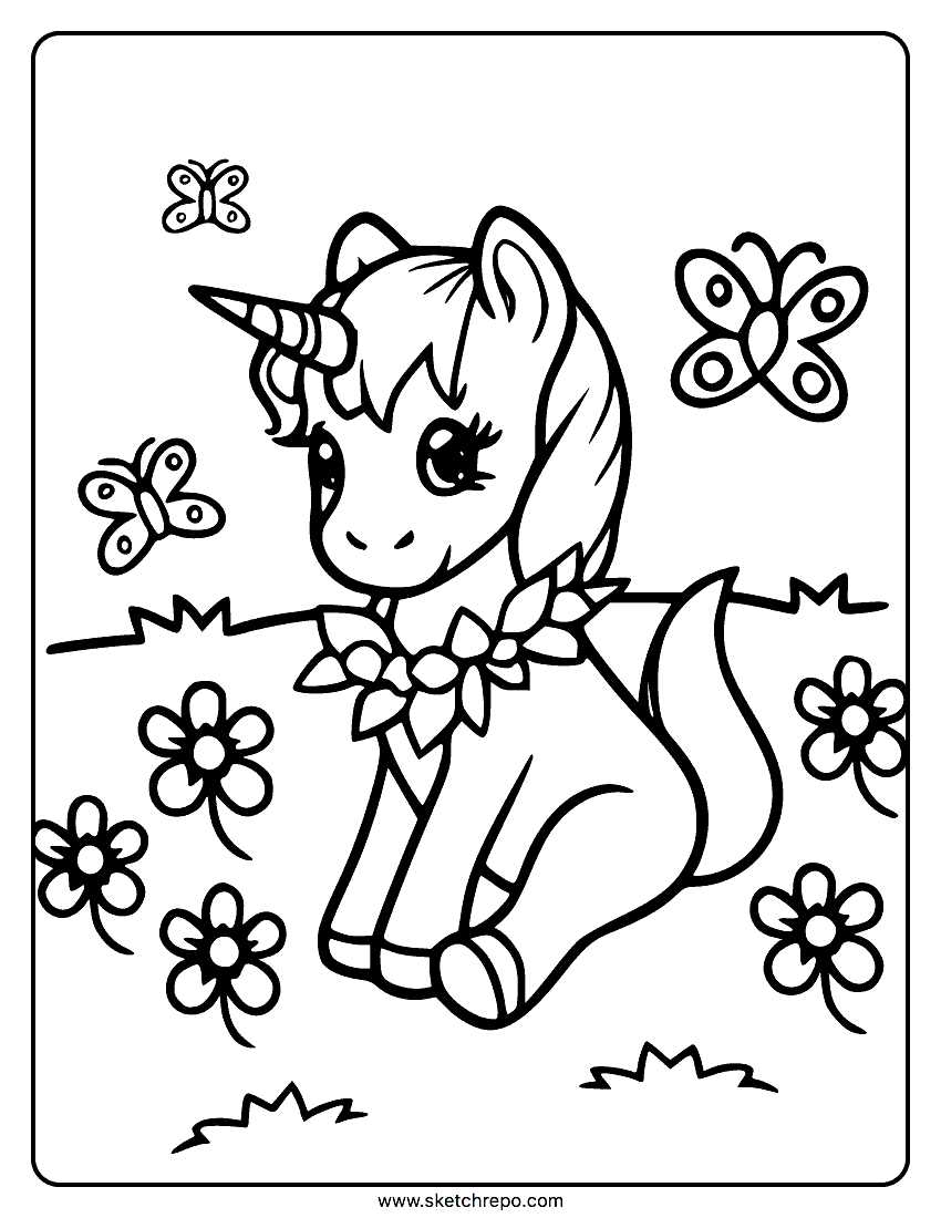 printable cute unicorn coloring pages