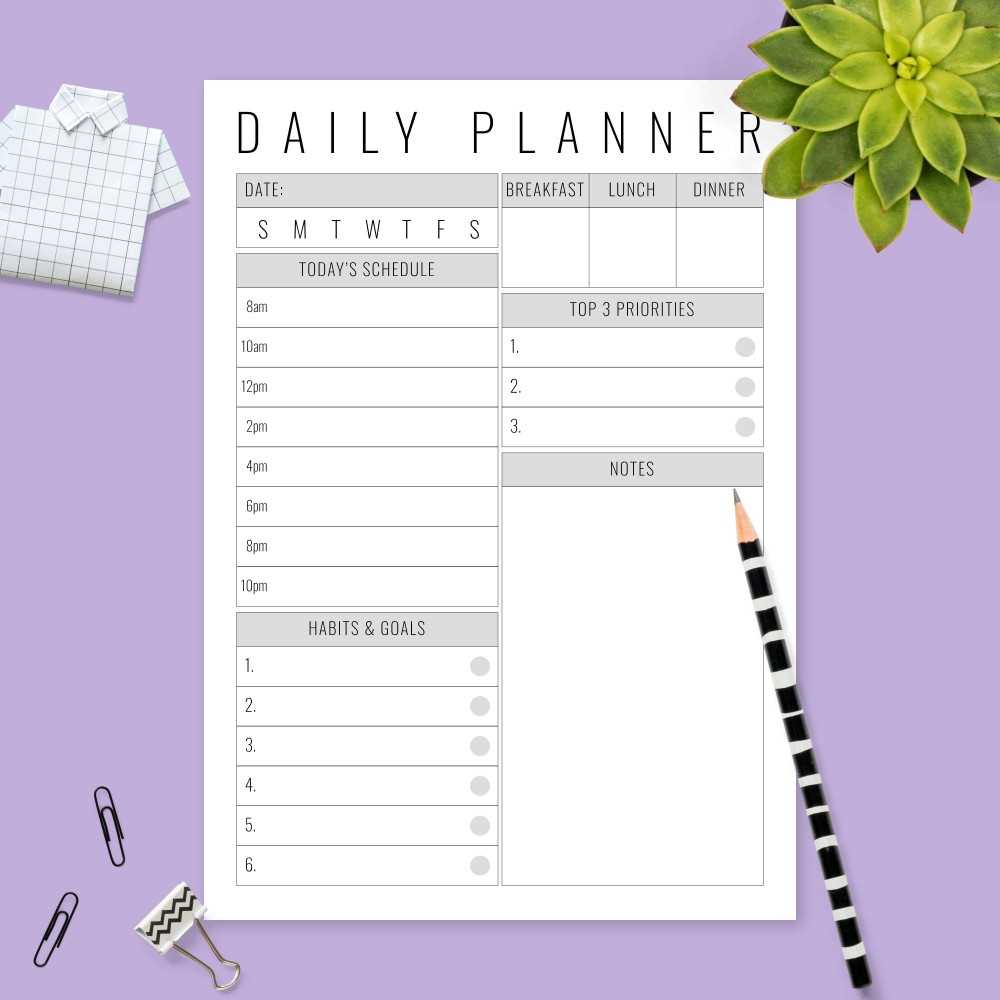 printable daily planner with time slots