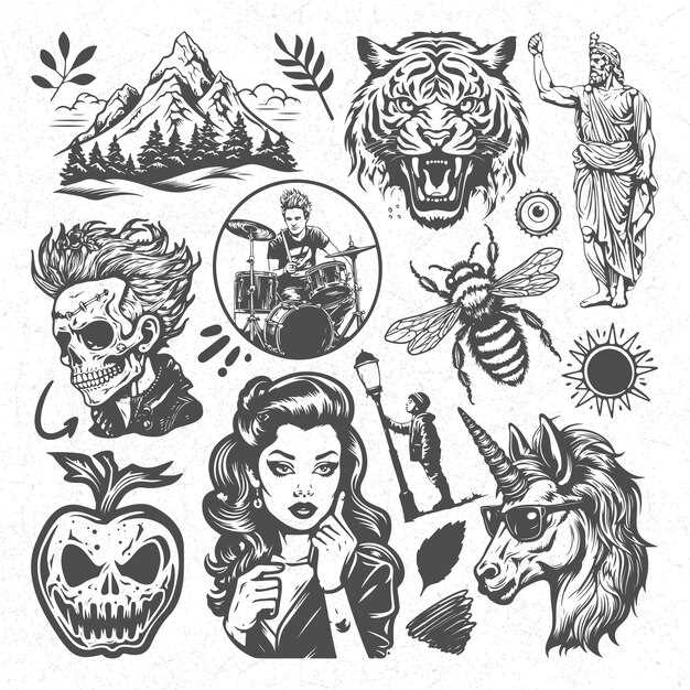 printable easy outline tattoo stencil designs