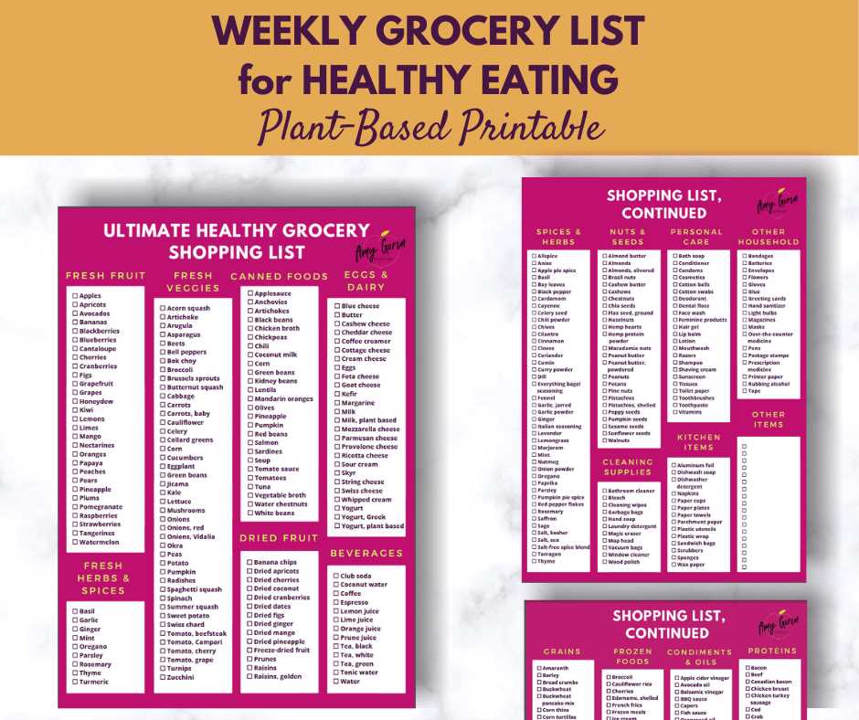 printable healthy grocery shopping list printable healthy grocery shopping list