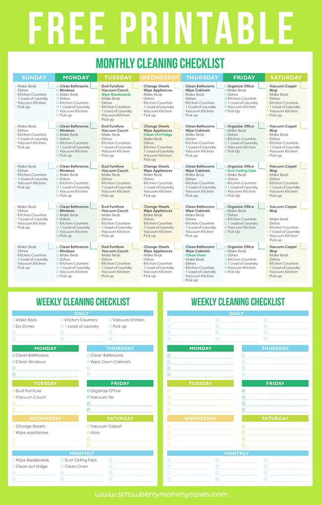 printable house cleaning schedule
