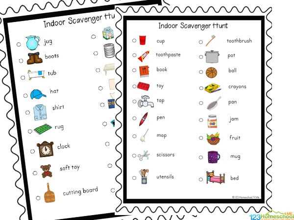 printable indoor scavenger hunt
