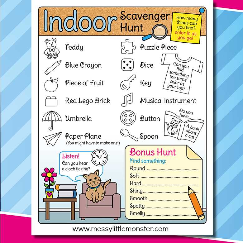 printable indoor scavenger hunt