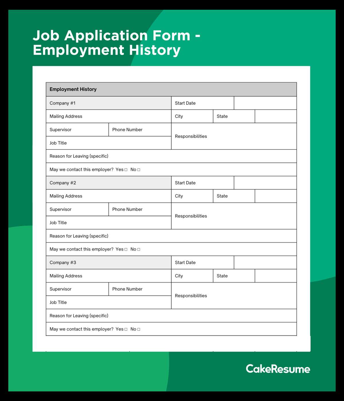 printable job application form