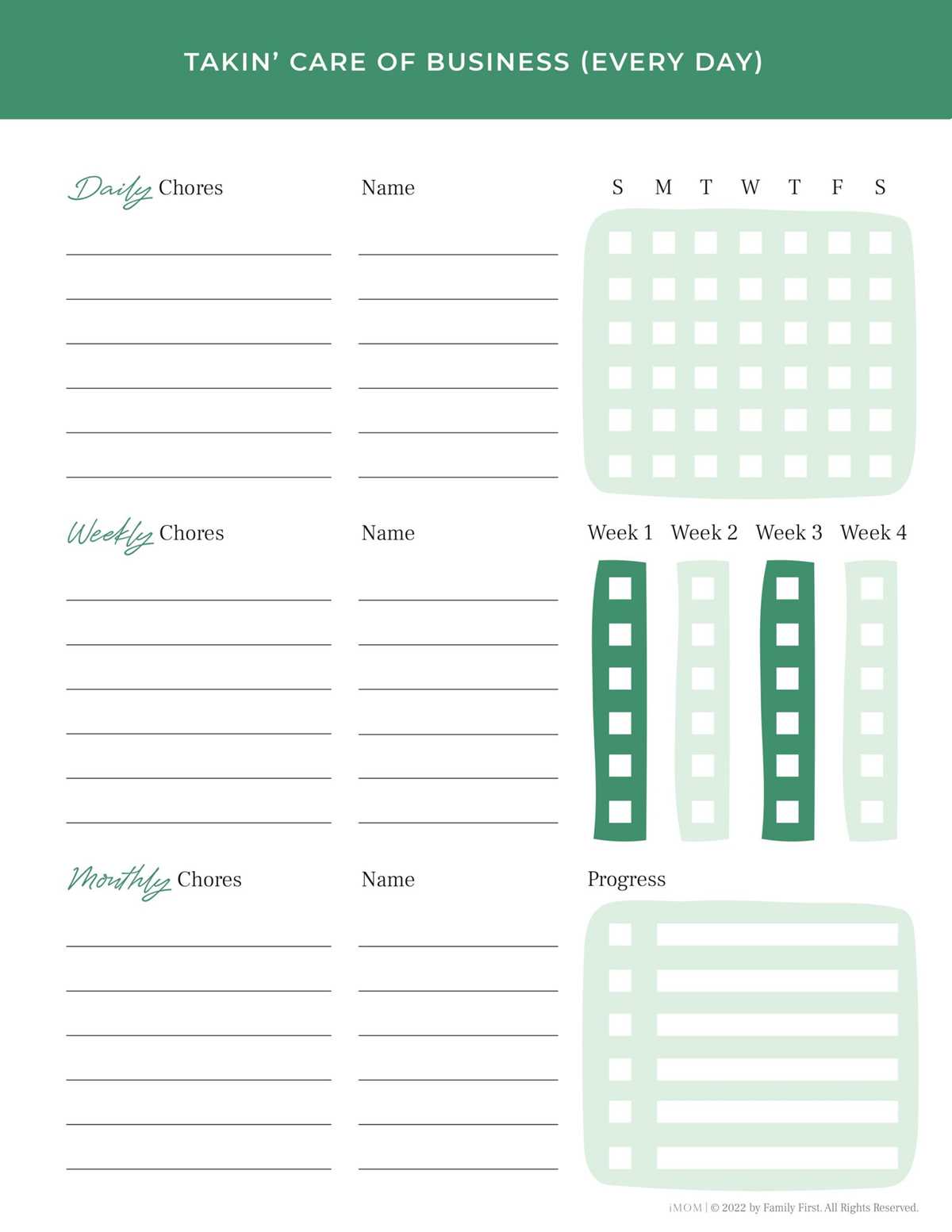 printable kids chore chart