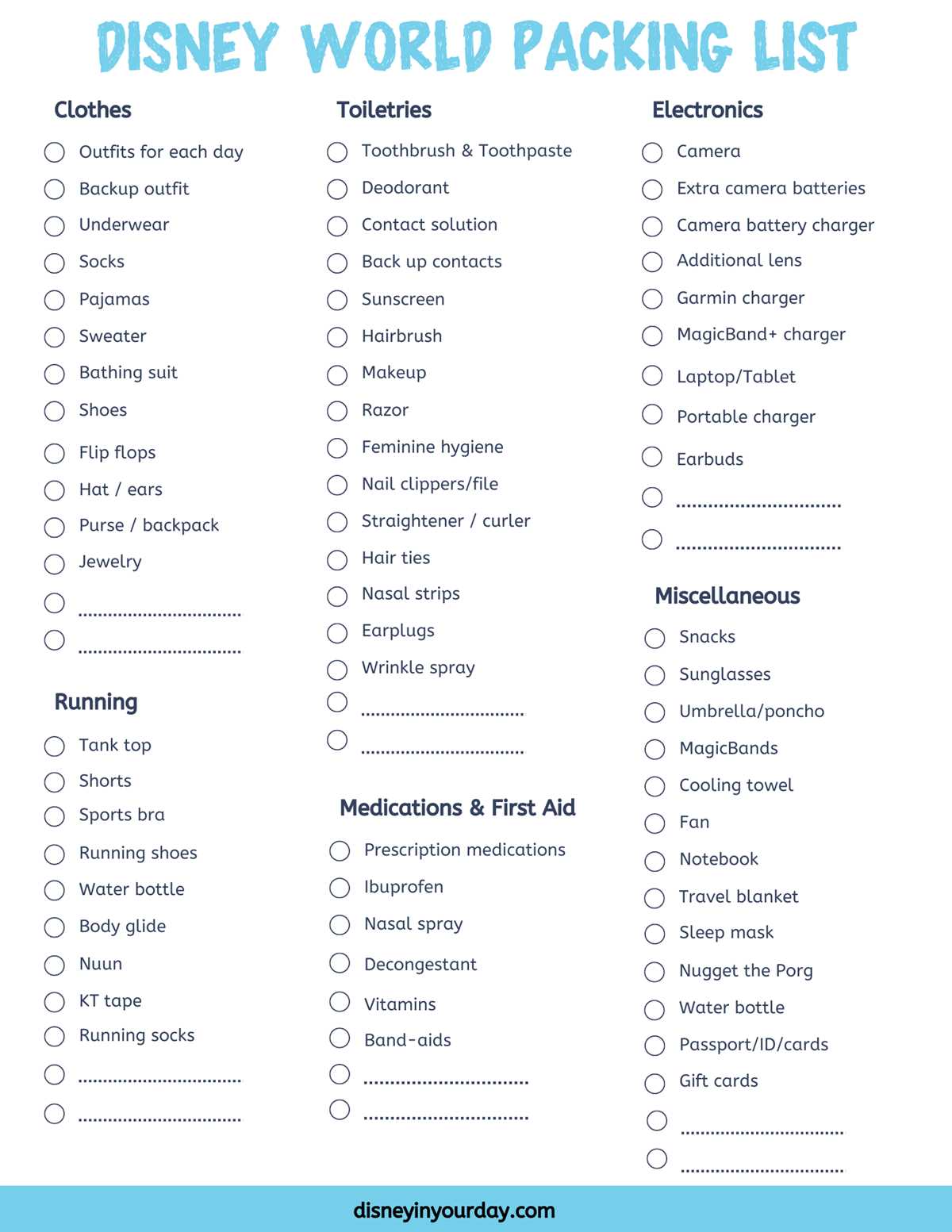 printable list of rides at disney world
