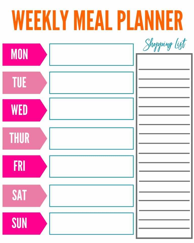 printable meal planner templates